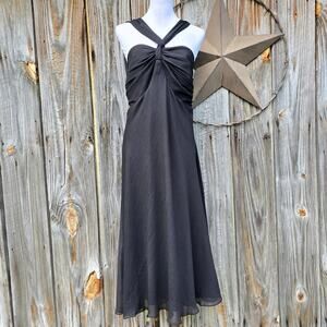 Plus Size Black Dress Lane Bryant Size 28 Flowy Georgette Twist Front Halter